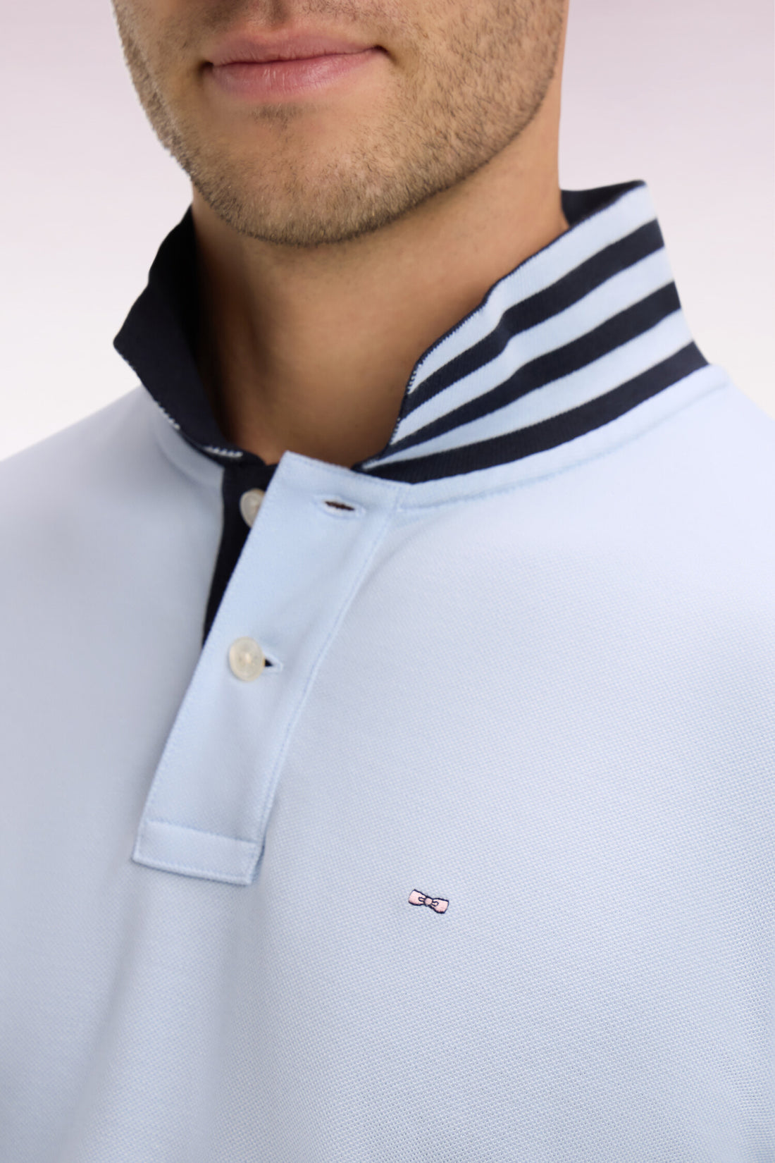 Eden Park Short-sleeved polo shirt in cotton pique under striped collar slim fit