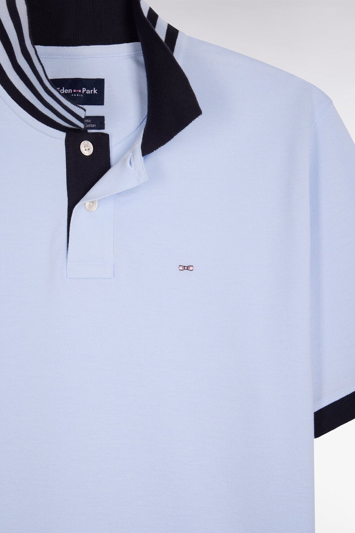 Eden Park Short-sleeved polo shirt in cotton pique under striped collar slim fit