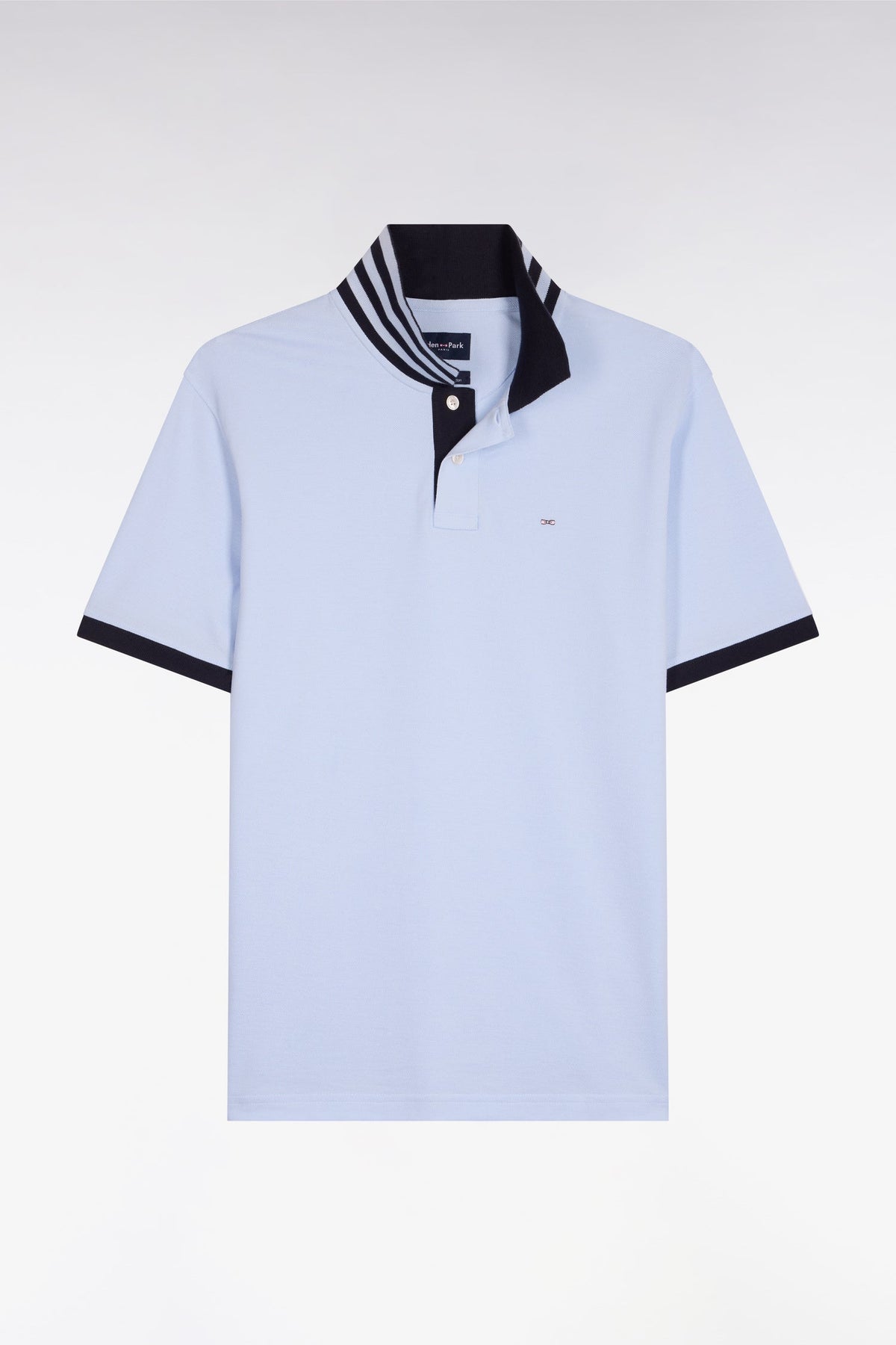 Eden Park Short-sleeved polo shirt in cotton pique under striped collar slim fit
