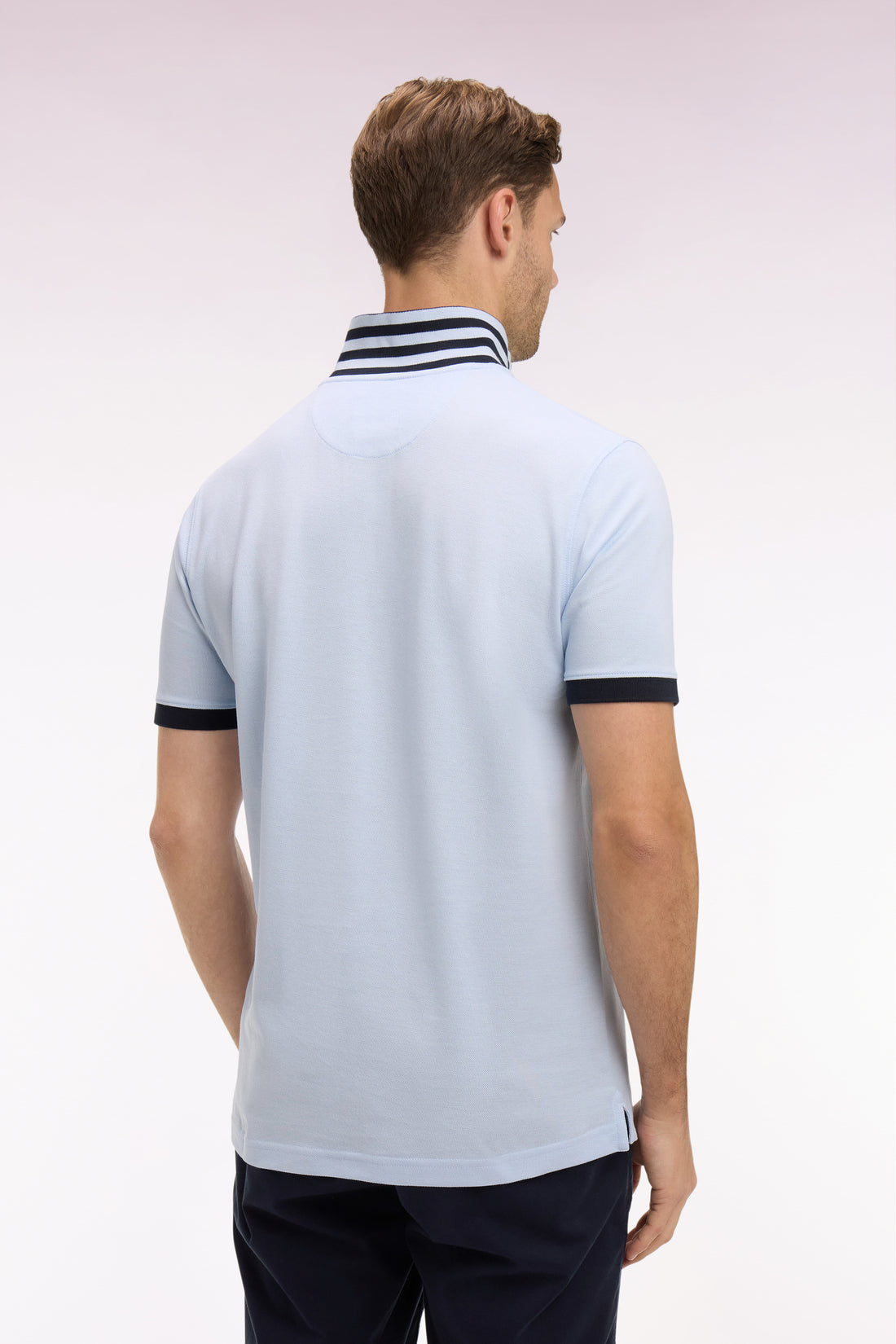 Eden Park Short-sleeved polo shirt in cotton pique under striped collar slim fit