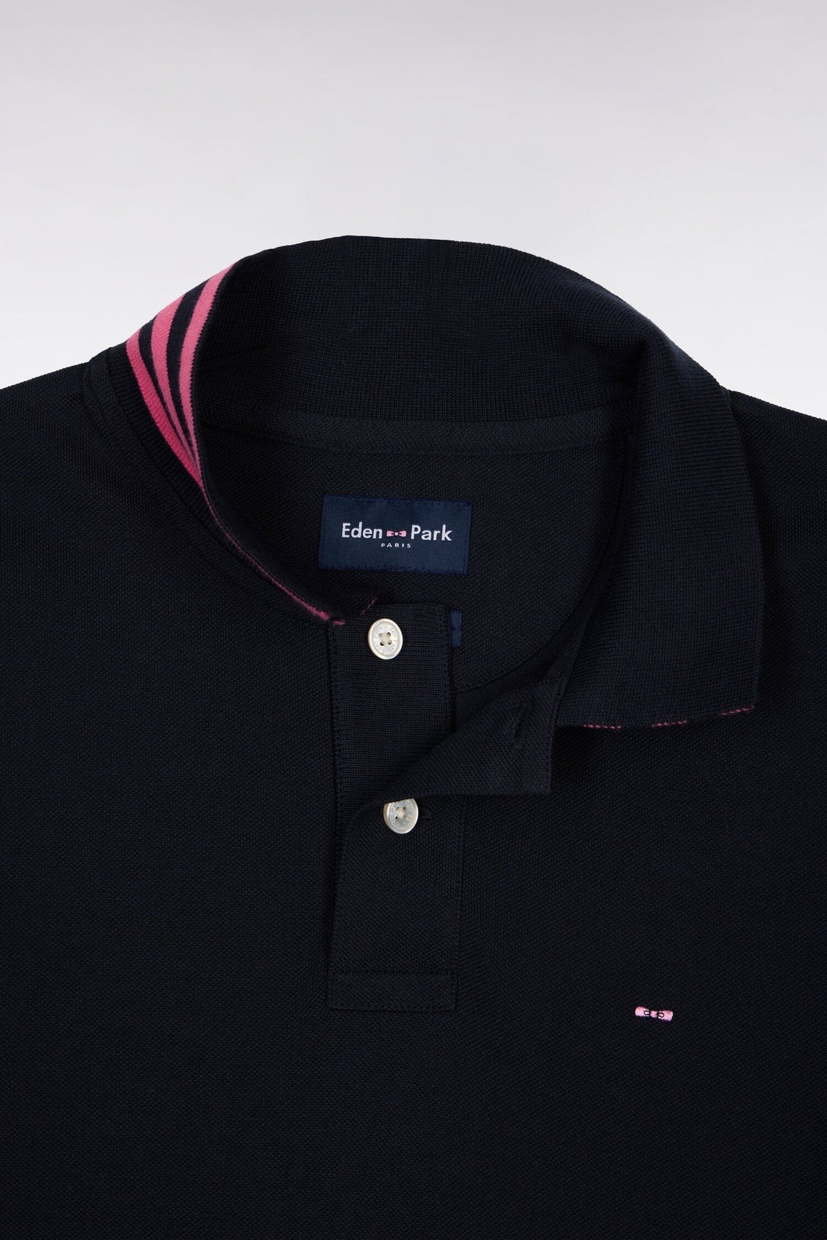 Eden Park Short-sleeved polo shirt in cotton pique under striped collar slim fit
