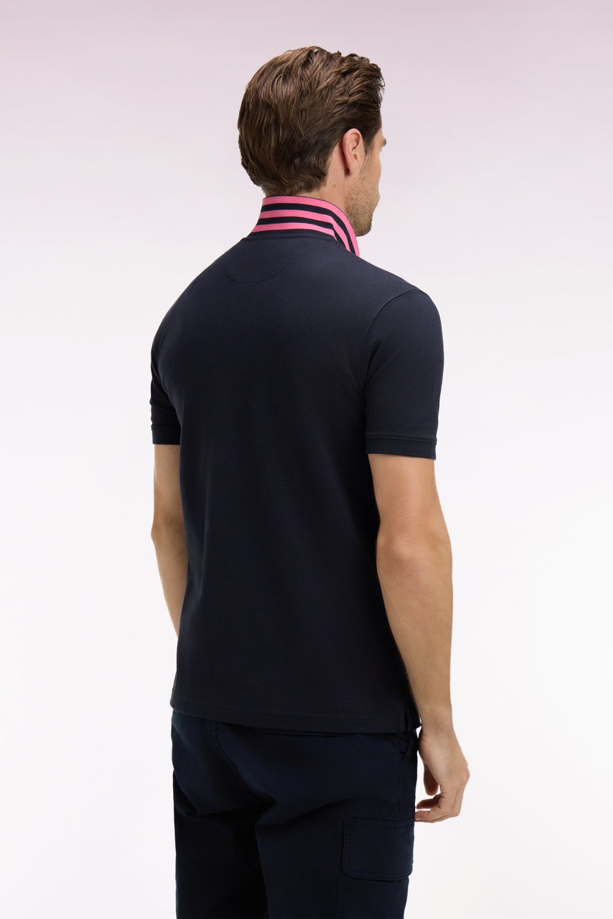 Eden Park Short-sleeved polo shirt in cotton pique under striped collar slim fit