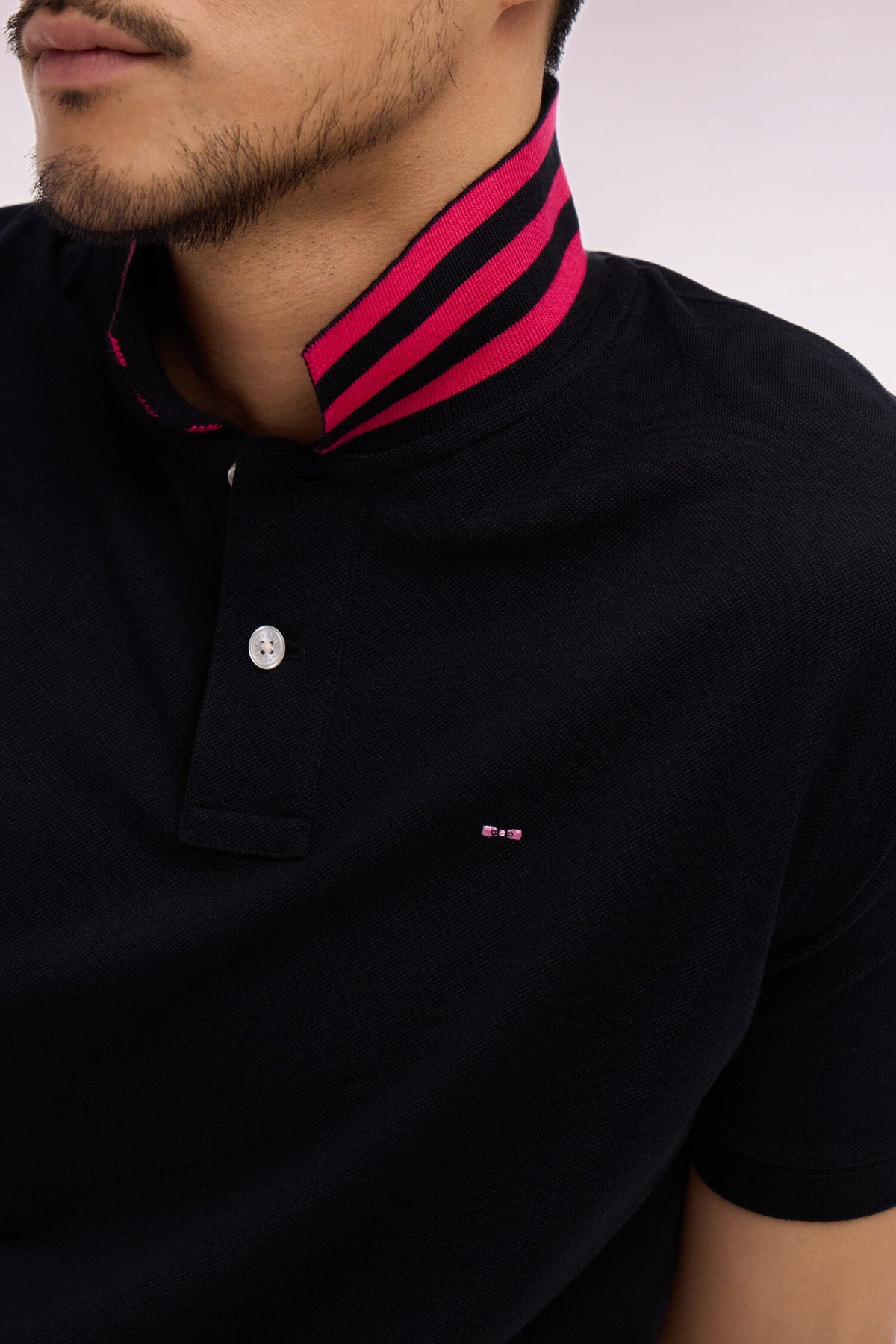 Eden Park Short-sleeved polo shirt in cotton pique under striped collar slim fit