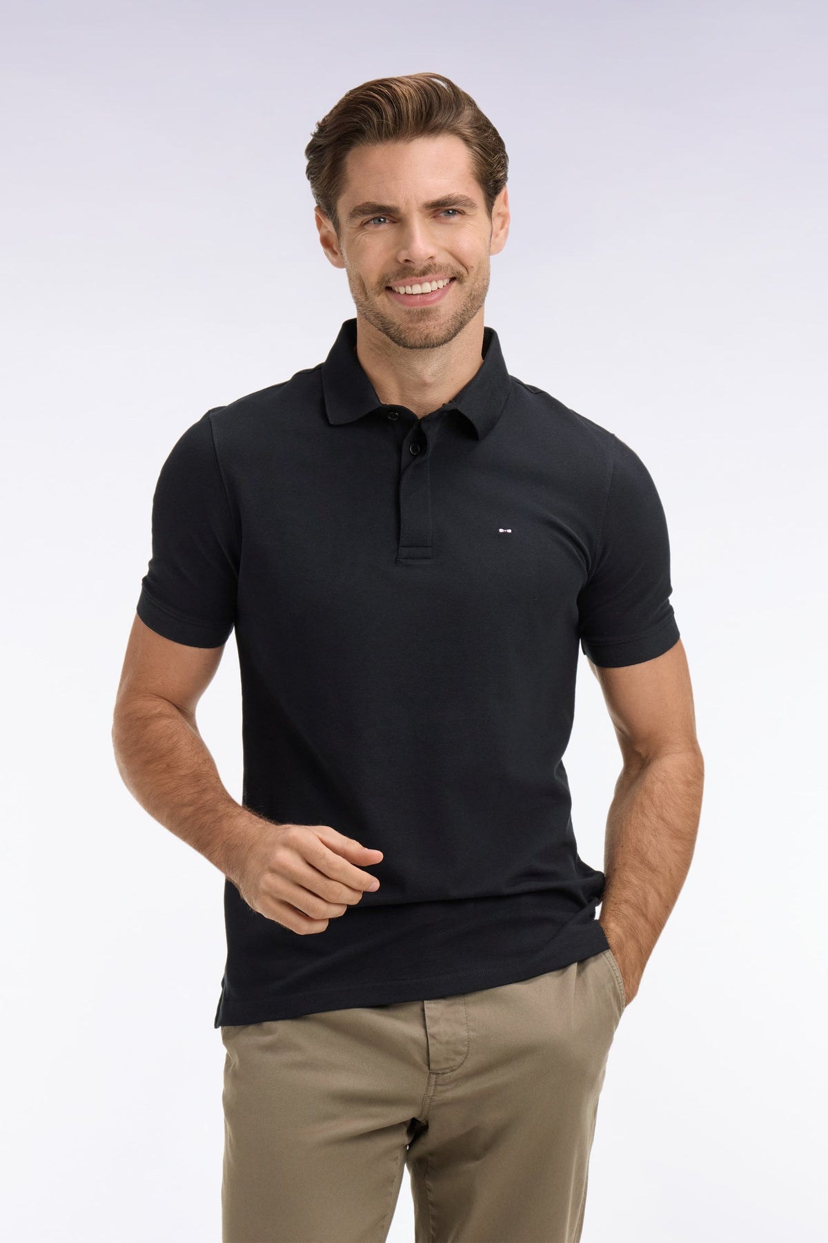 Eden Park Slim fit cotton short sleeve polo shirt