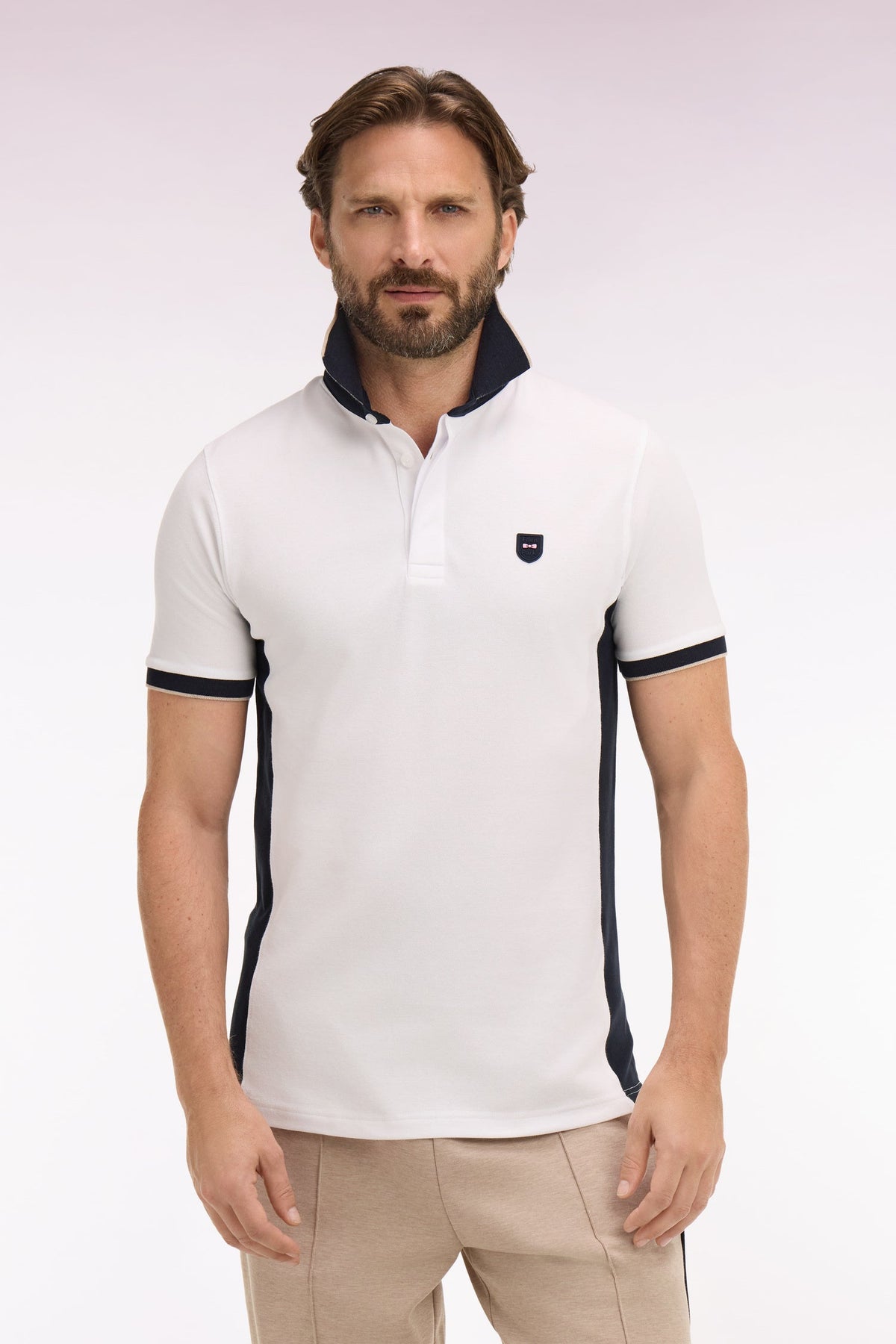 Eden Park Slim-Fit Contrast-Panel Polo Shirt