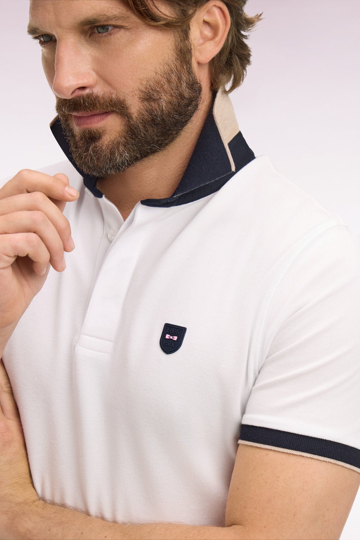 Eden Park Slim-Fit Contrast-Panel Polo Shirt