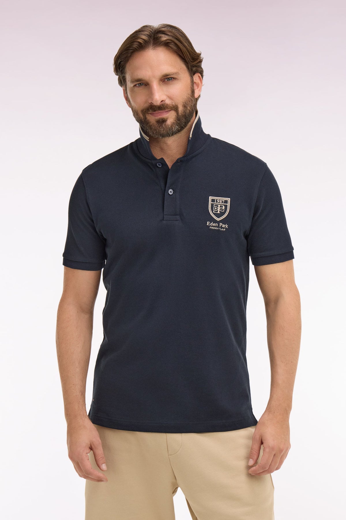 Eden Park Embroidered Crest Regular-Fit Polo Shirt