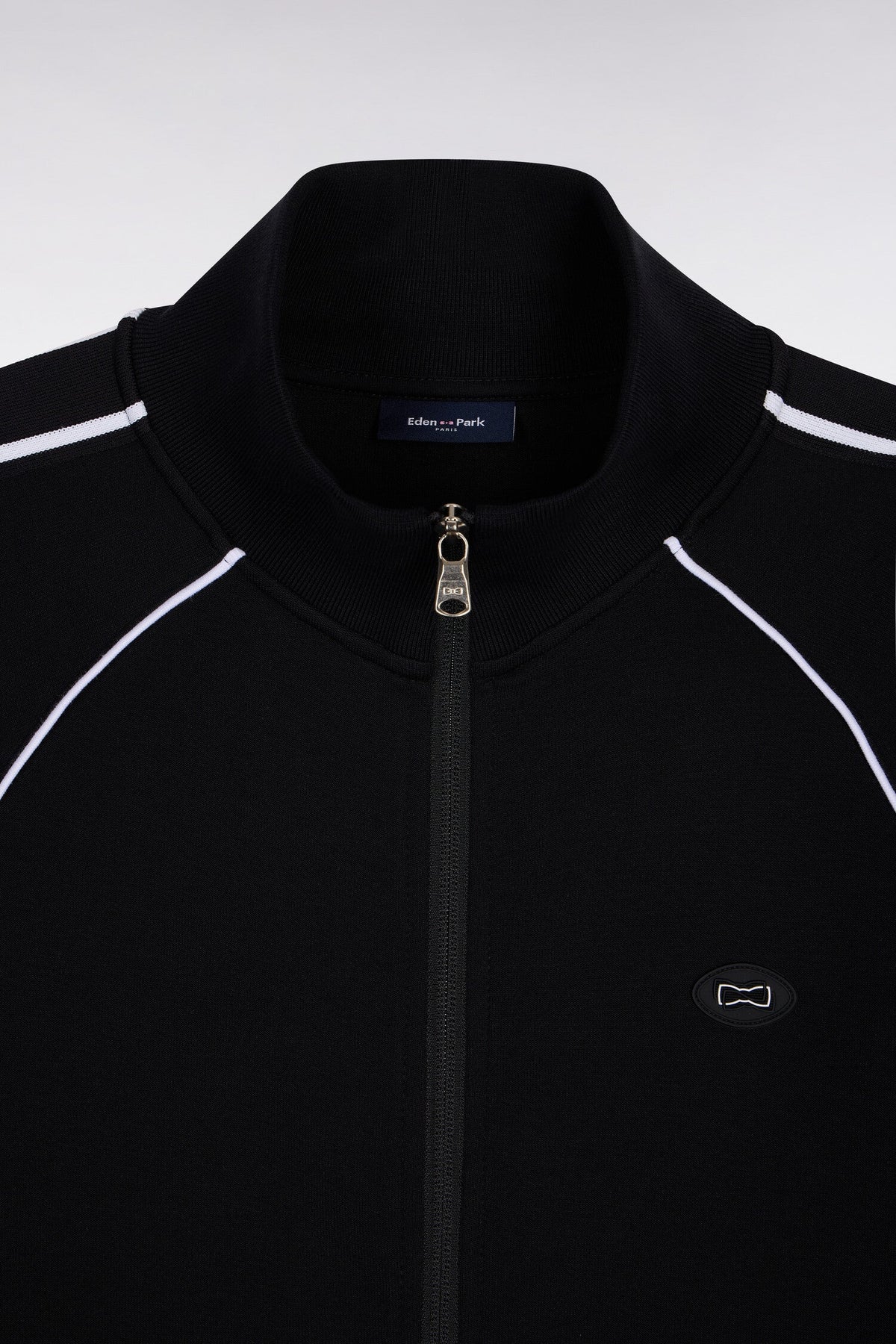 Eden Park Regular fit interlock zipped sweatshirt with ribbon cutouts
