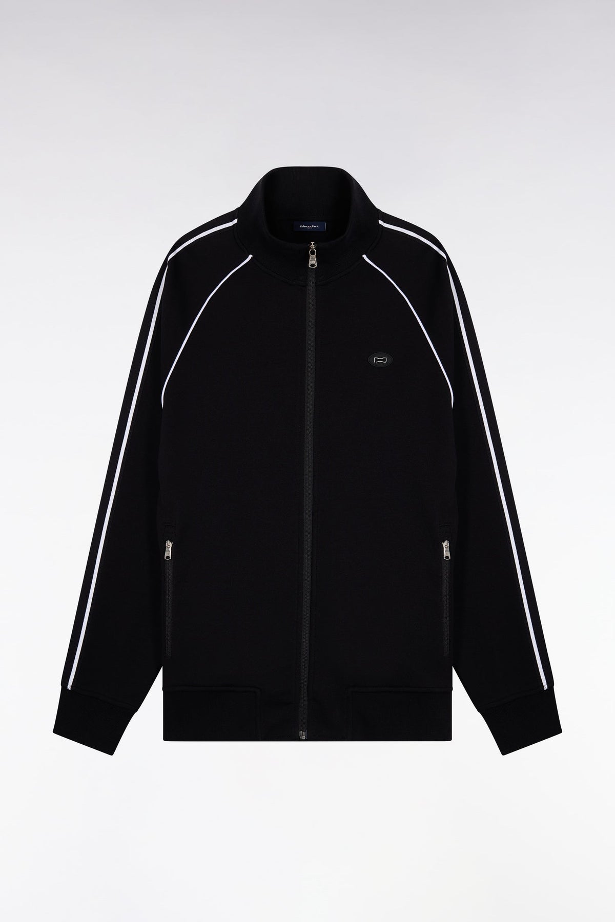 Eden Park Regular fit interlock zipped sweatshirt with ribbon cutouts