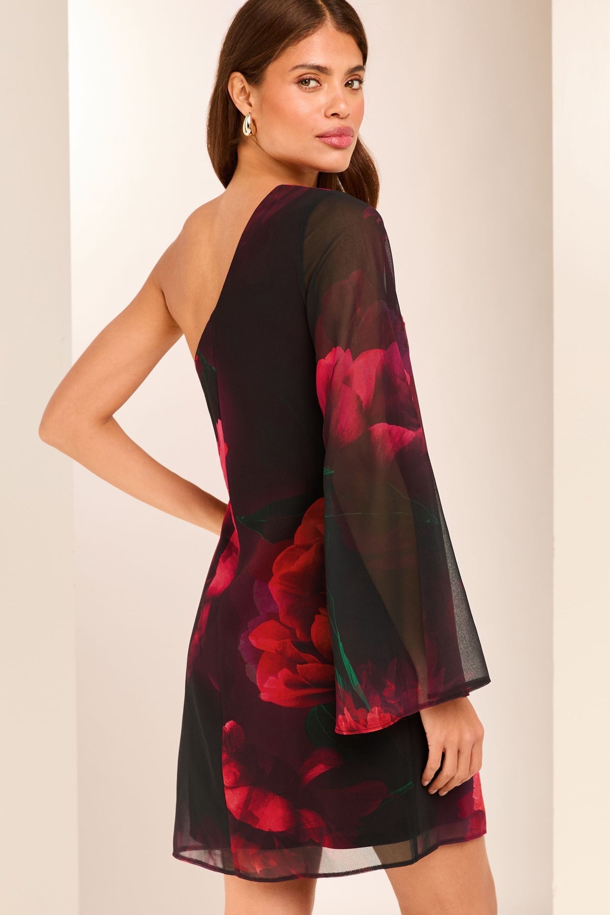 Lipsy London Floral One-Shoulder Mini Shift Dress