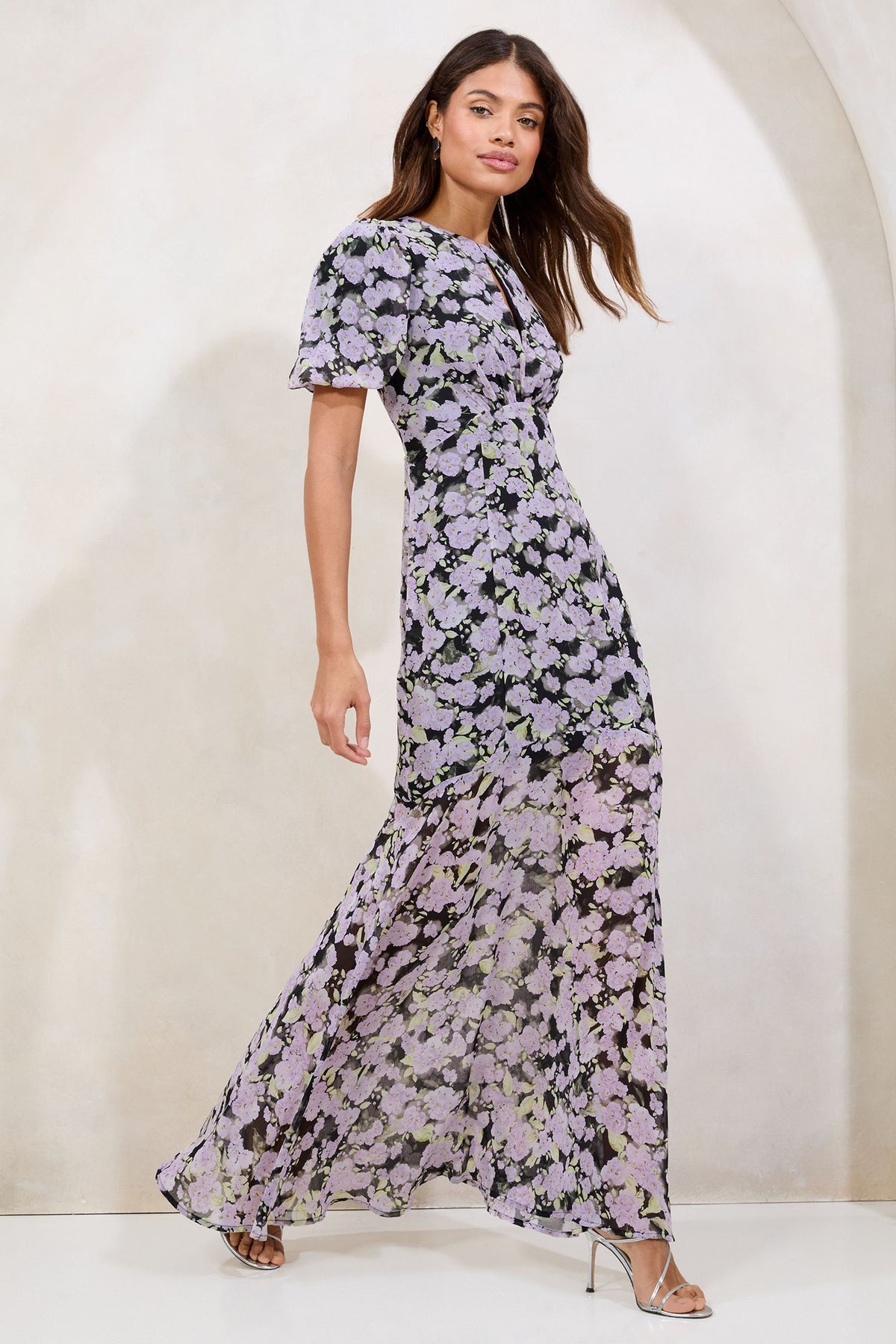 Lipsy London Floral Puff-Sleeve Maxi Dress