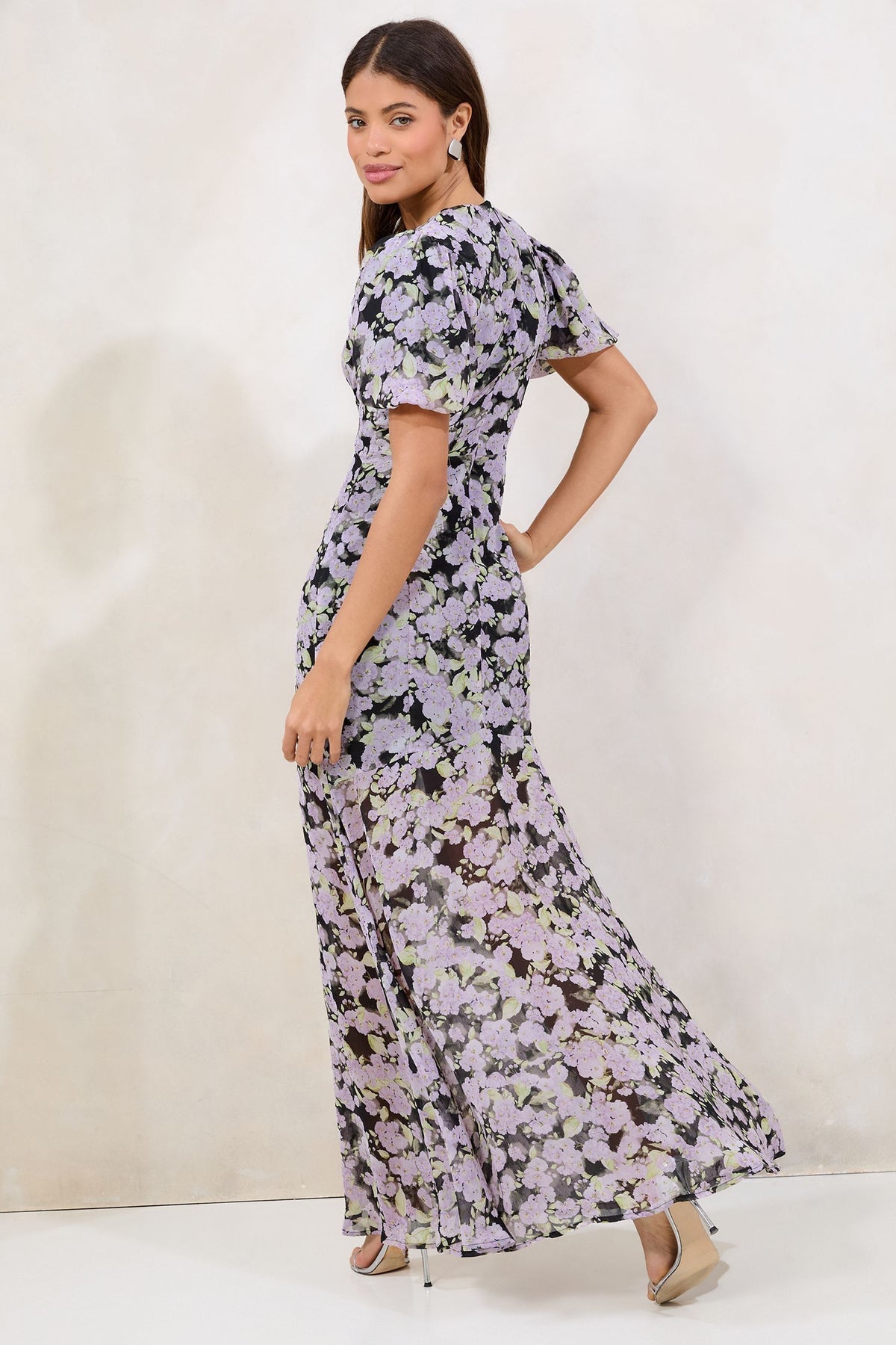 Lipsy London Floral Puff-Sleeve Maxi Dress