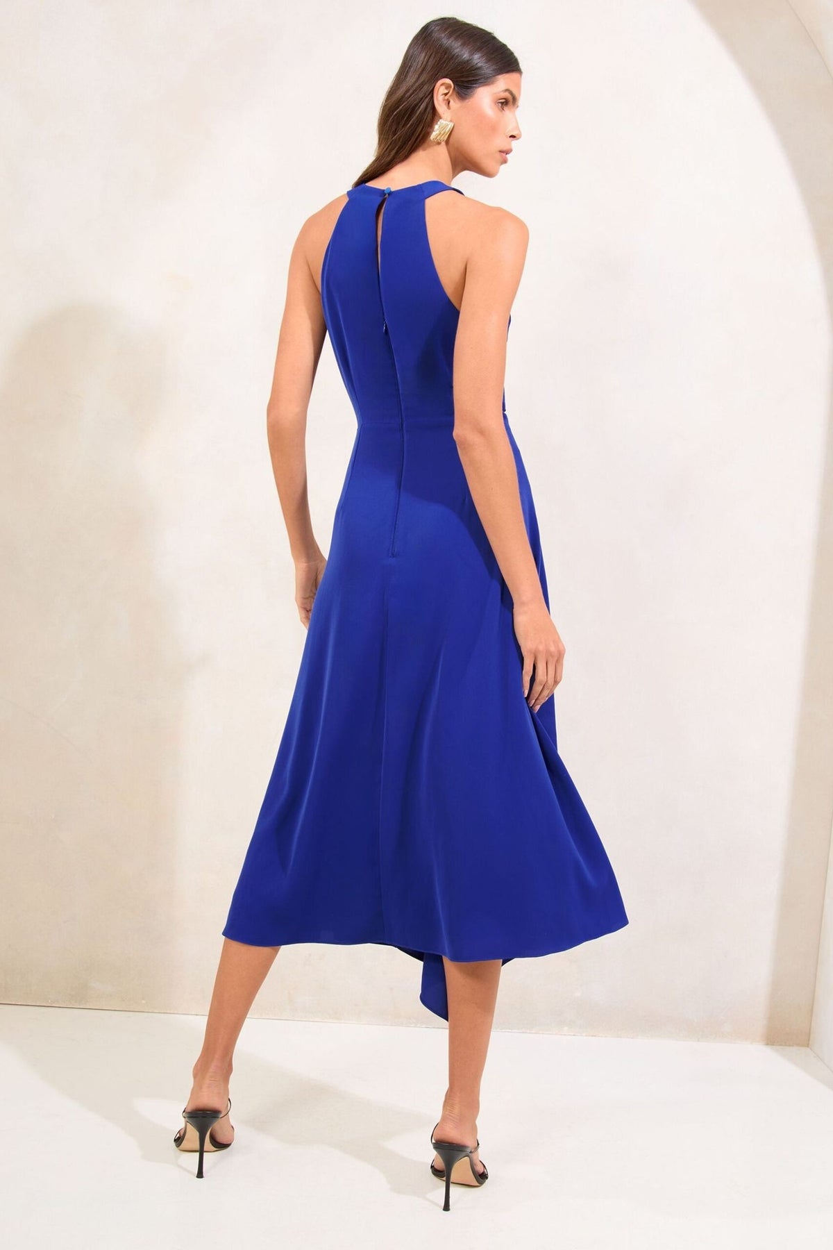 Lipsy London Lipsy Cobalt Blue Applique Flower Trim Fit And Flare Midi Dress