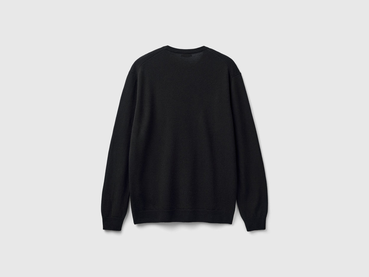 Benetton Black sweater in pure Merino wool