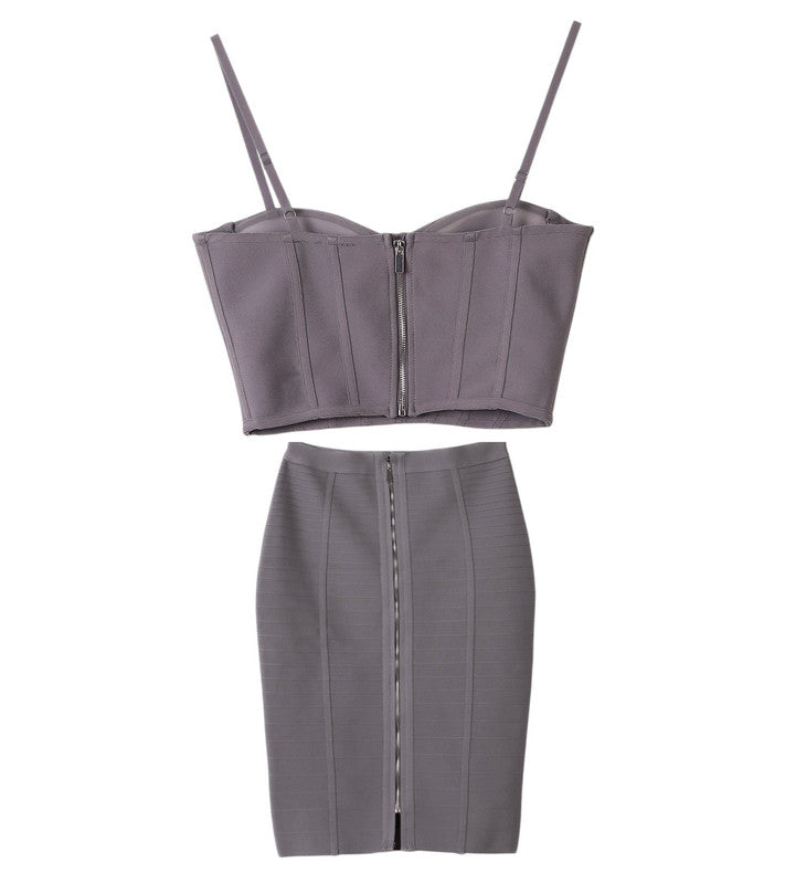 Forever 21 Midnight Sculpt Bandage Set: Zip-Front Corset & Pencil Skirt