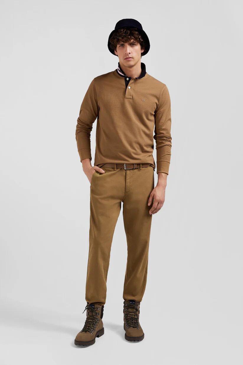 Eden Park Regular fit  stretch cotton and modal pique chino pants