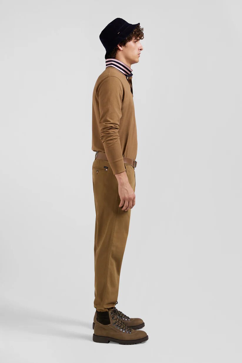 Eden Park Regular fit  stretch cotton and modal pique chino pants