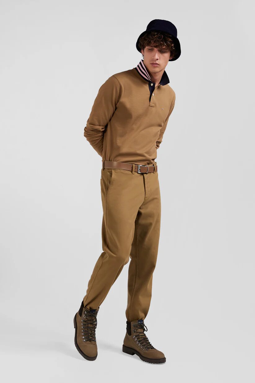 Eden Park Regular fit  stretch cotton and modal pique chino pants