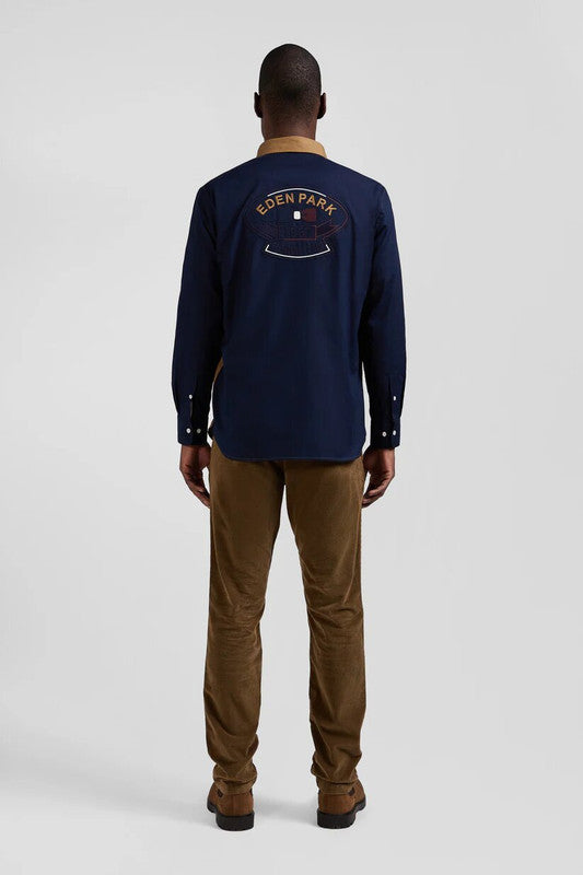 Eden Park Regular fit cotton oxford shirt with circled embroidery