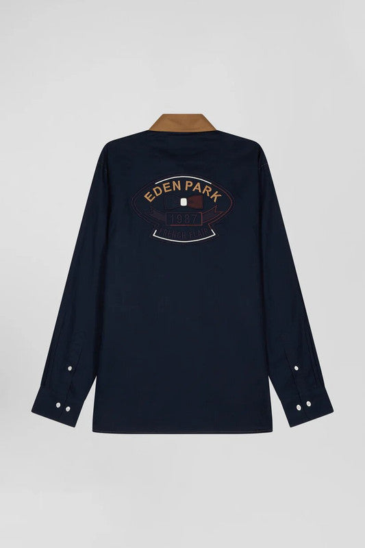 Eden Park Regular fit cotton oxford shirt with circled embroidery