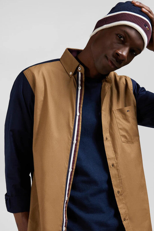 Eden Park Regular fit cotton oxford shirt with circled embroidery