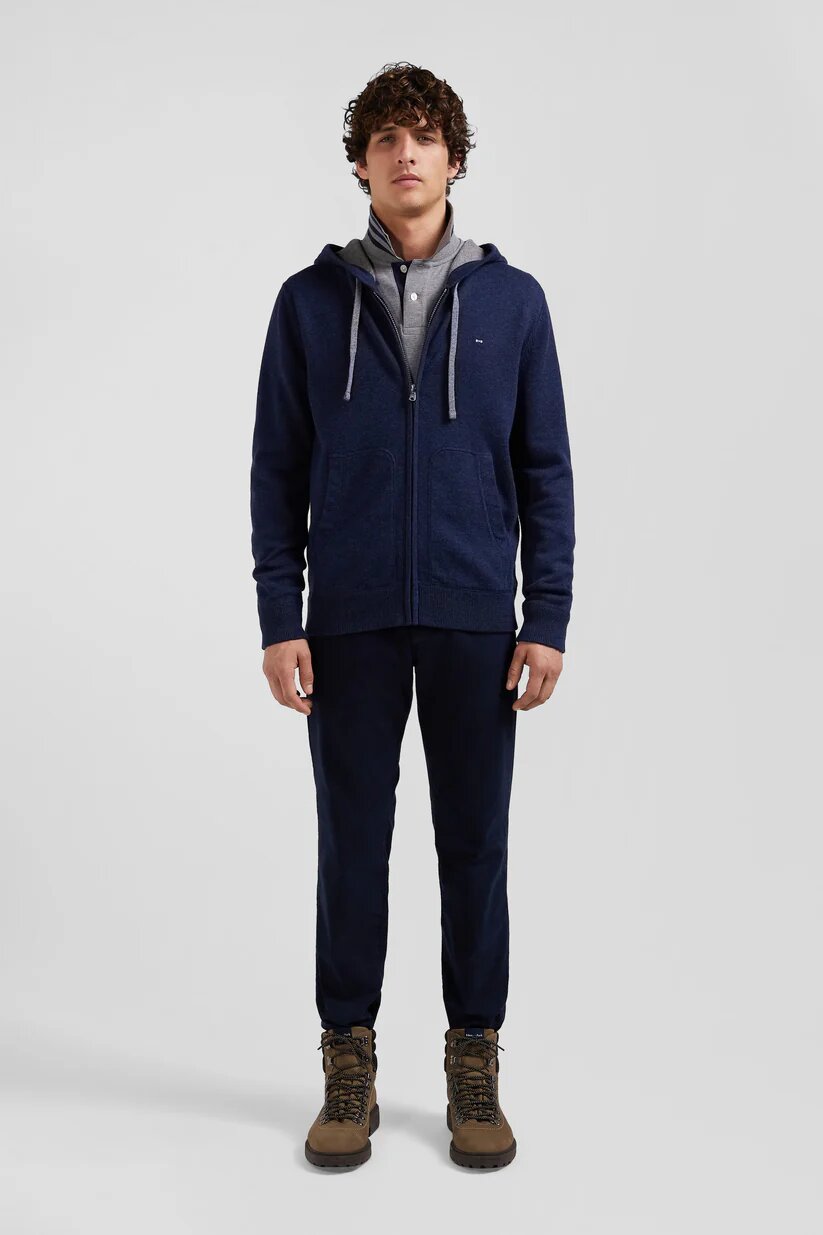 Eden Park Regular fit wool and cotton knit zipped sweatshirt