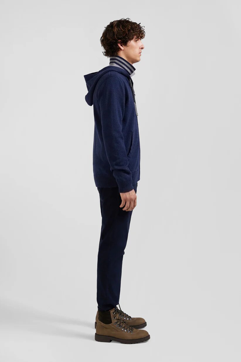 Eden Park Regular fit wool and cotton knit zipped sweatshirt