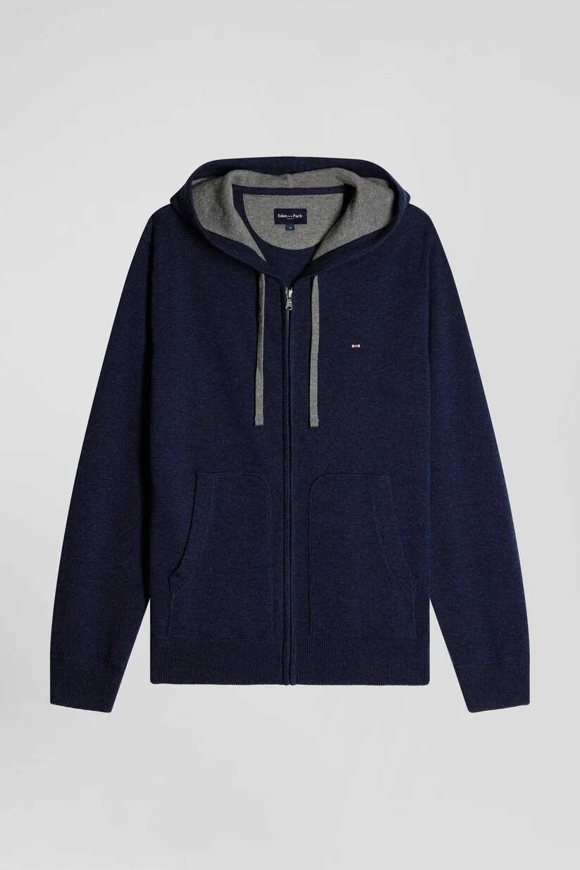 Eden Park Regular fit wool and cotton knit zipped sweatshirt