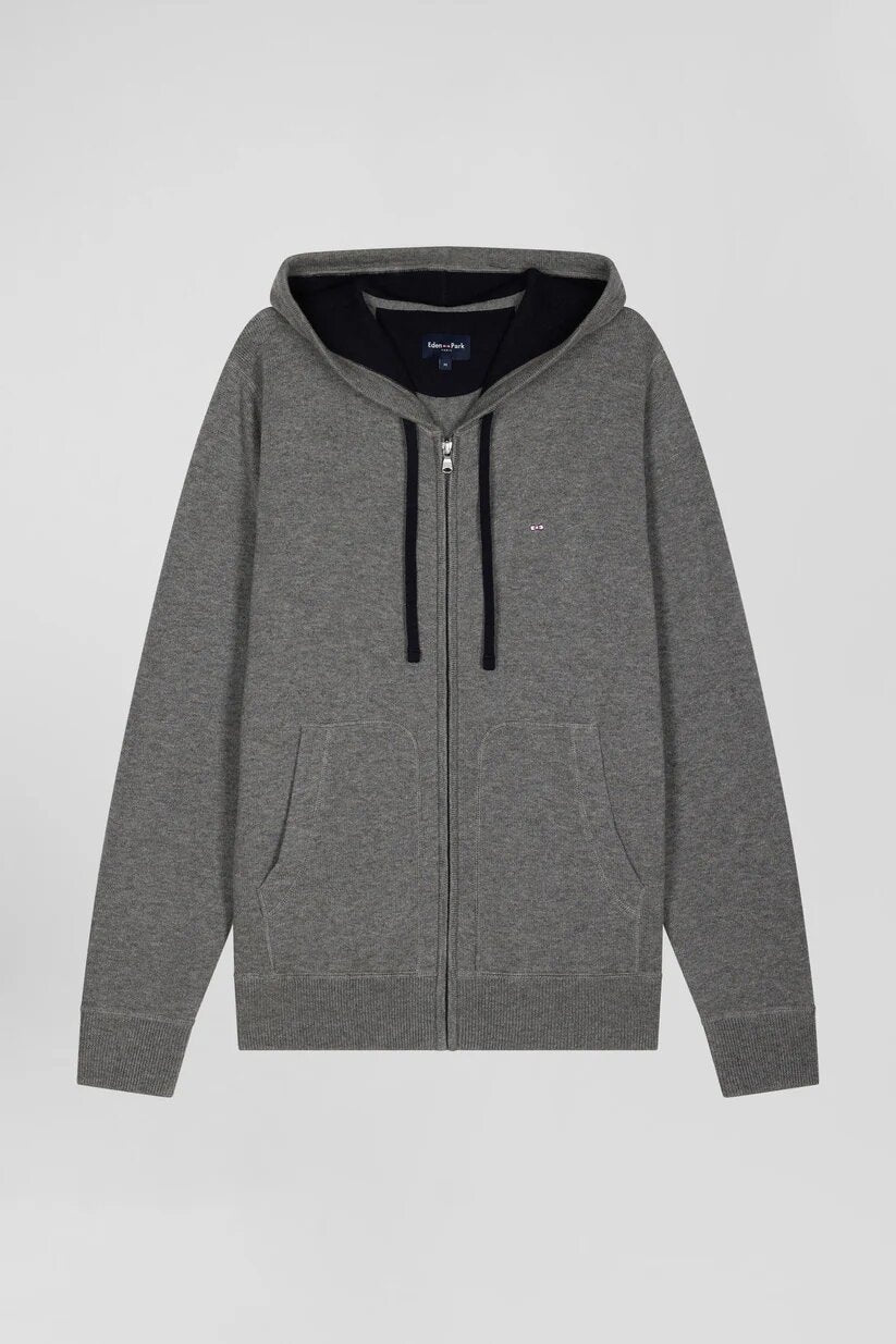 Eden Park Regular fit wool and cotton knit zipped sweatshirt