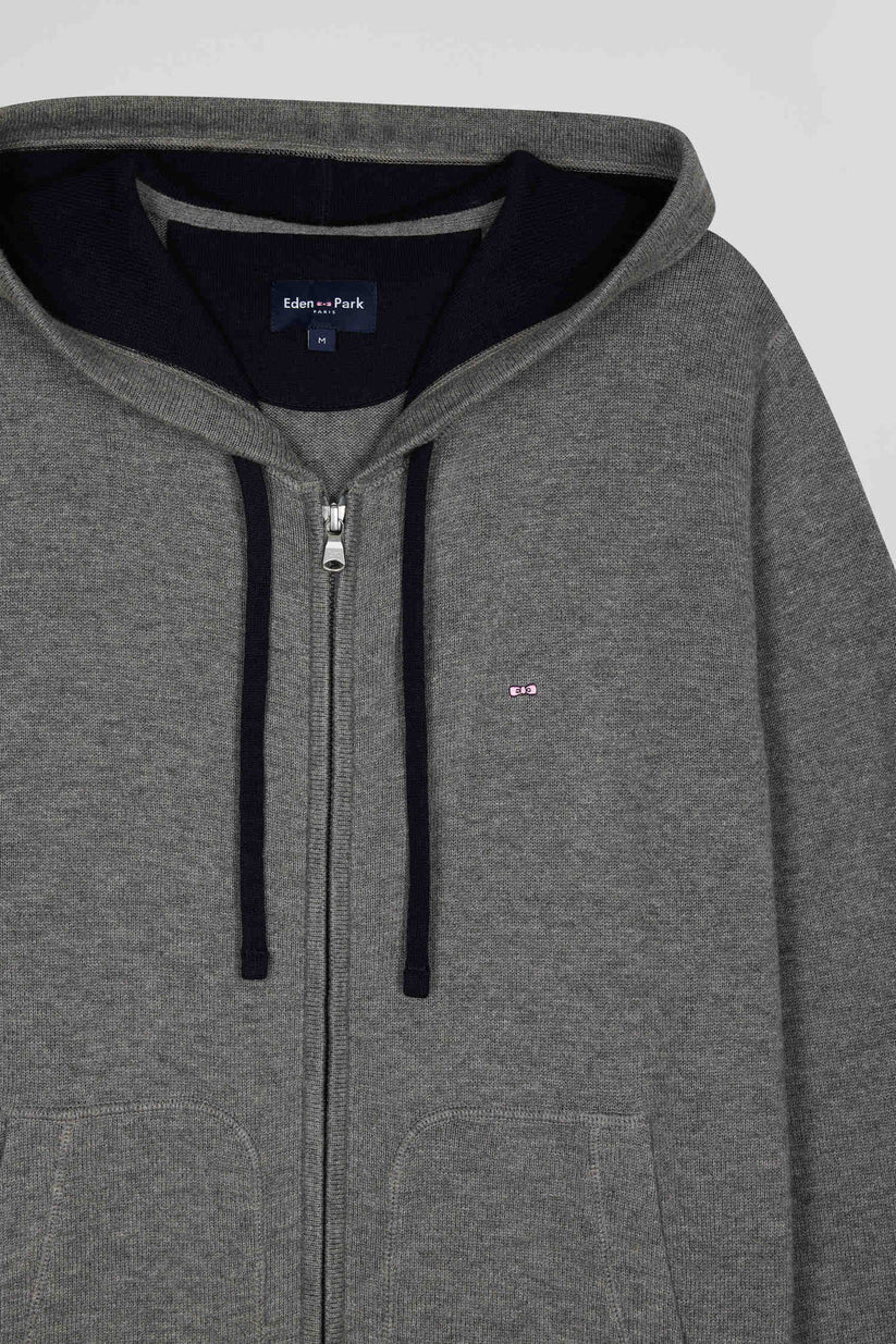 Eden Park Regular fit wool and cotton knit zipped sweatshirt