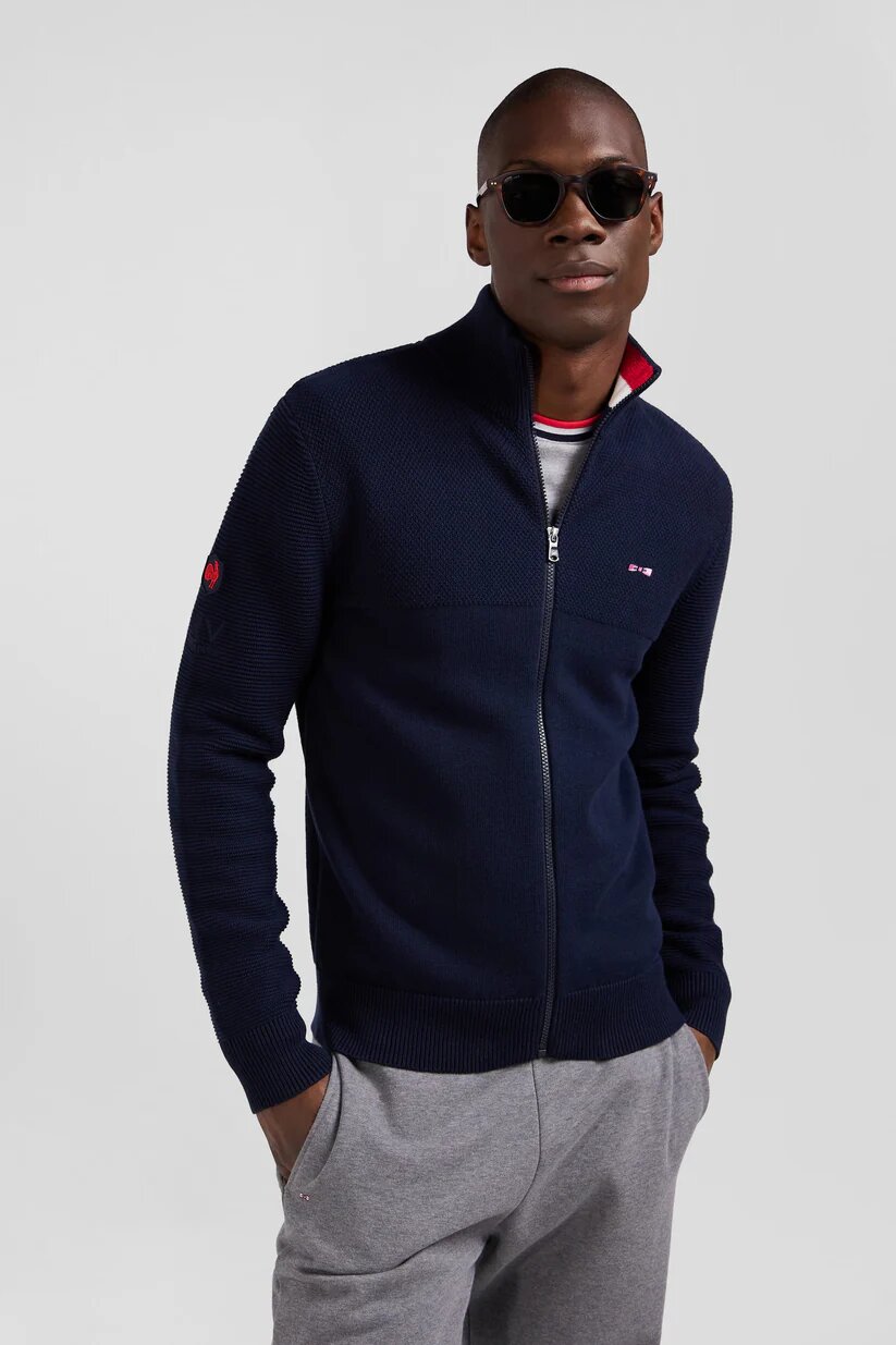 Eden Park Regular fit cotton  de France zipped cardigan