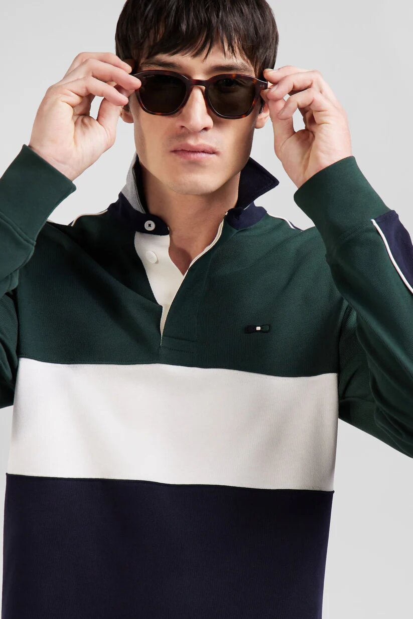 Eden Park Regular fit  cotton color block long sleeve jersey