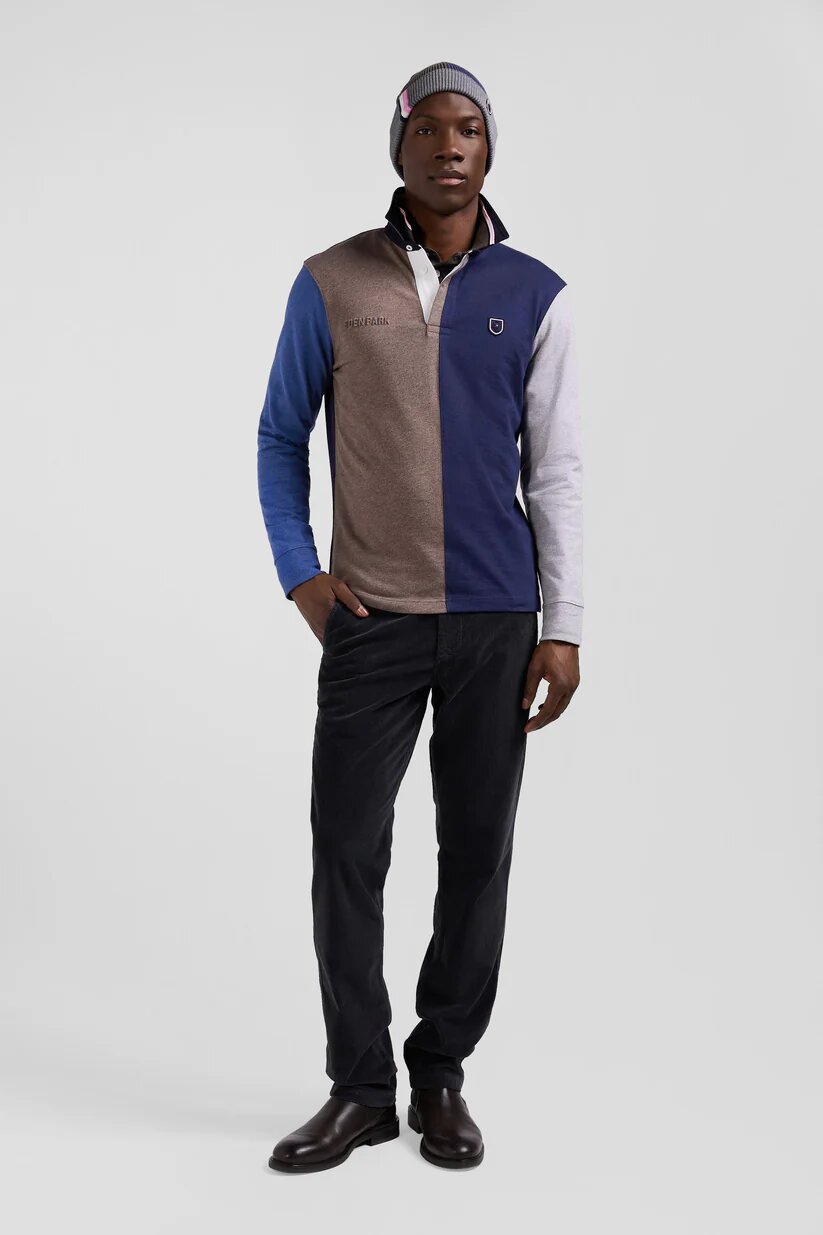 Eden Park Regular fit  cotton color block long sleeve jersey