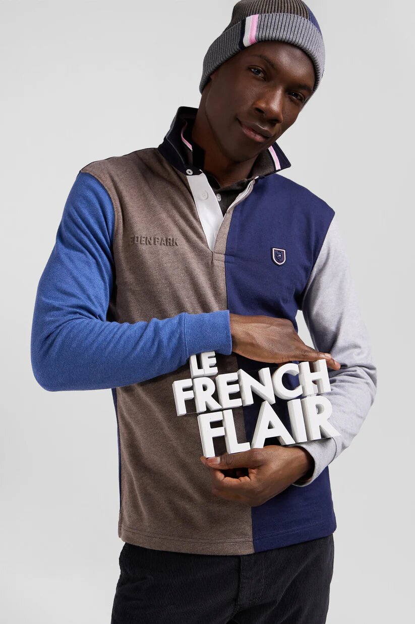 Eden Park Regular fit  cotton color block long sleeve jersey
