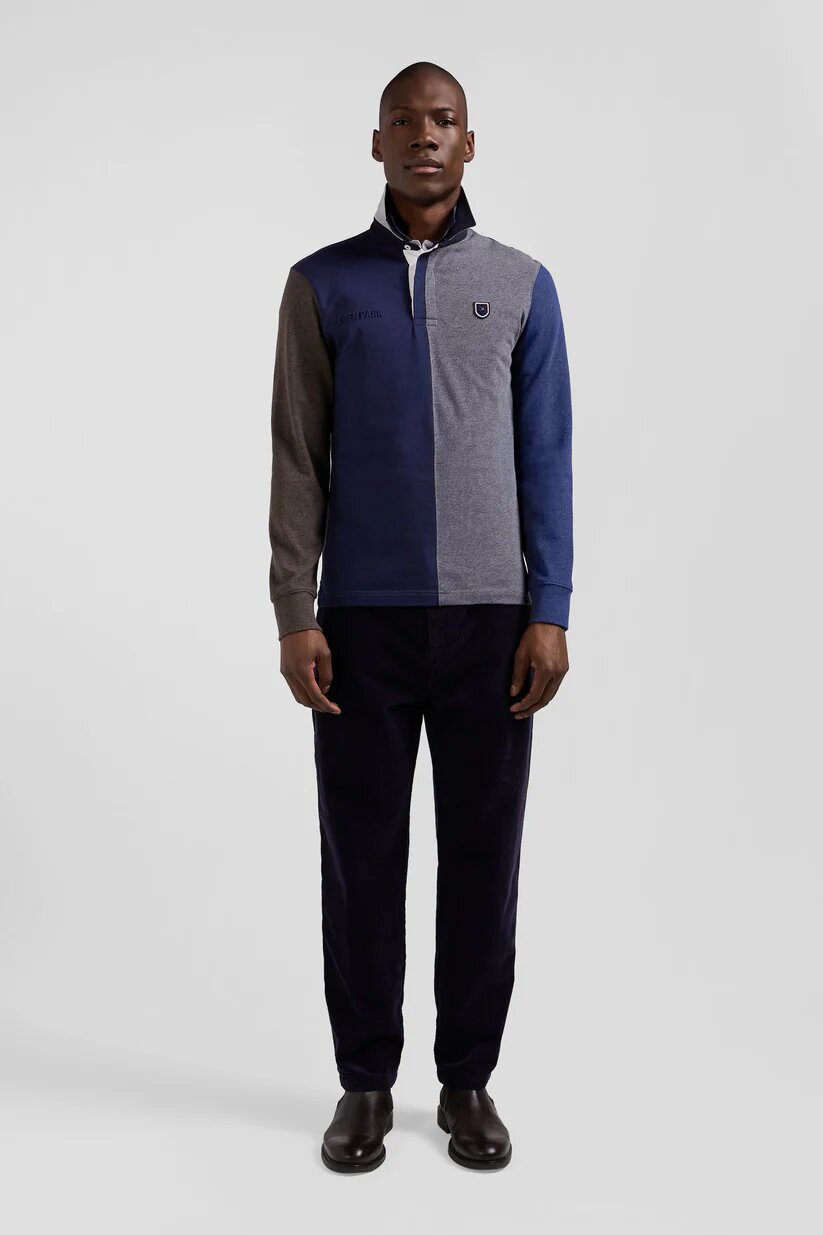 Eden Park Regular fit  cotton color block long sleeve jersey