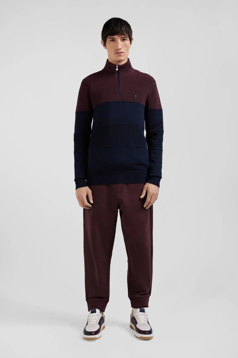 Eden Park Regular fit cotton crew neck sweater with mesh play