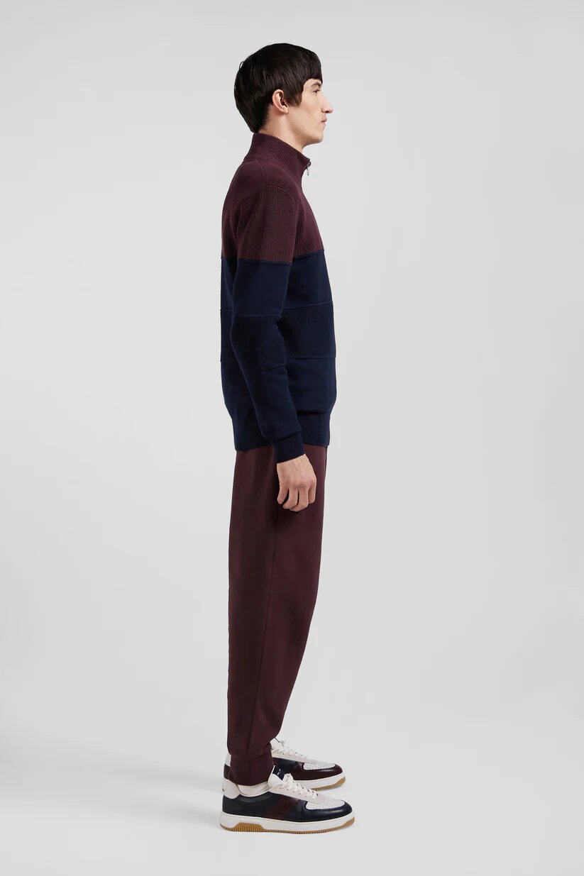 Eden Park Regular fit cotton crew neck sweater with mesh play