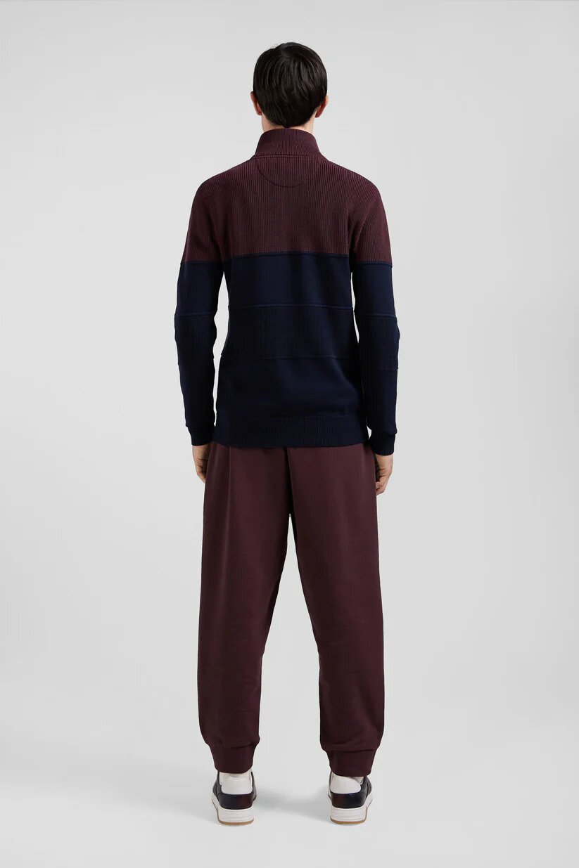 Eden Park Regular fit cotton crew neck sweater with mesh play