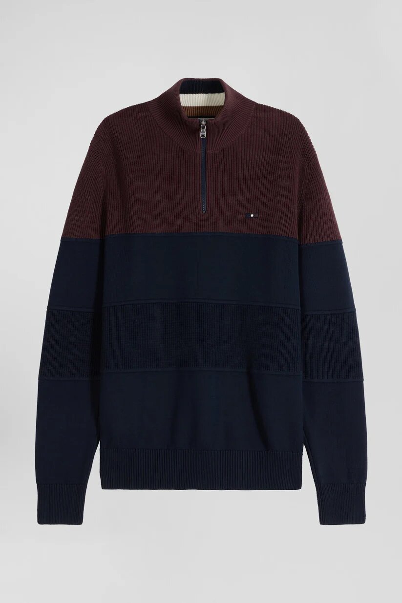 Eden Park Regular fit cotton crew neck sweater with mesh play