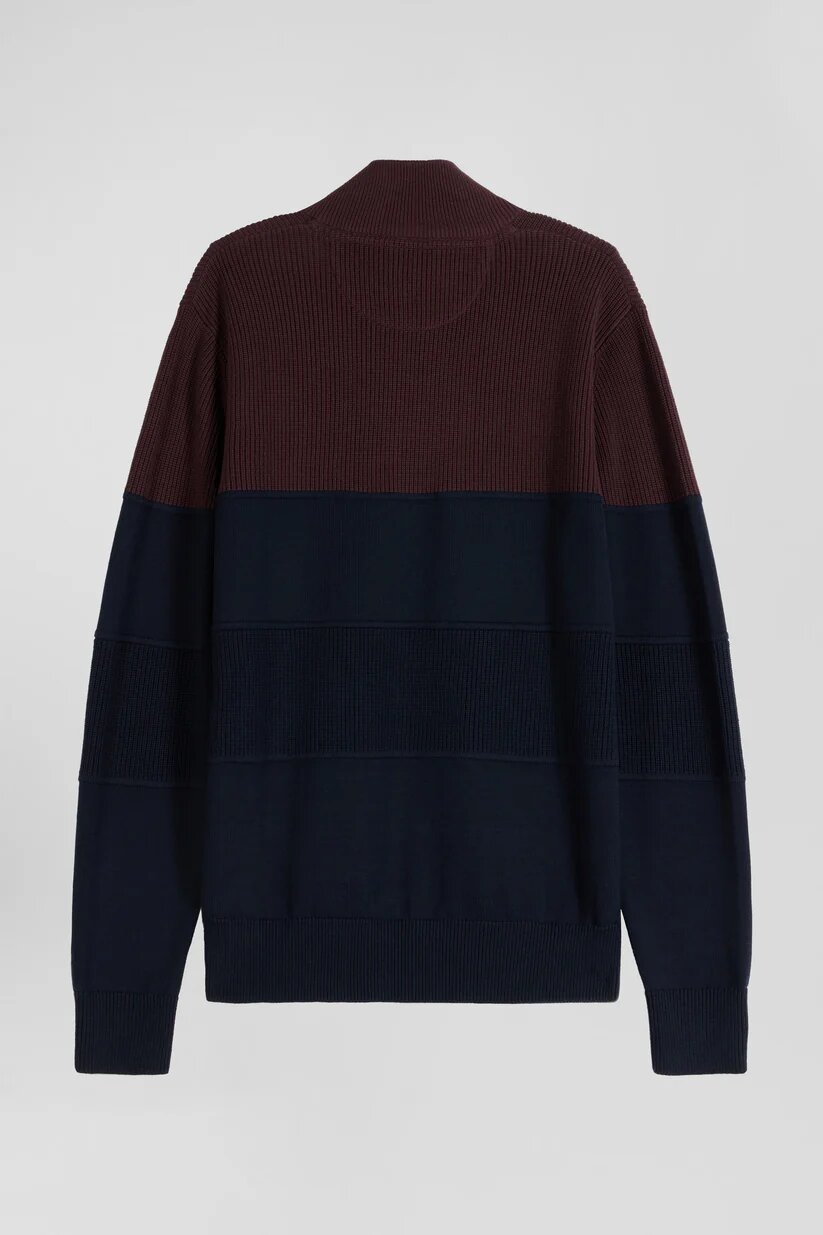 Eden Park Regular fit cotton crew neck sweater with mesh play