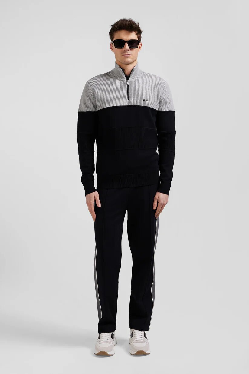 Eden Park Regular fit cotton crew neck sweater with mesh play
