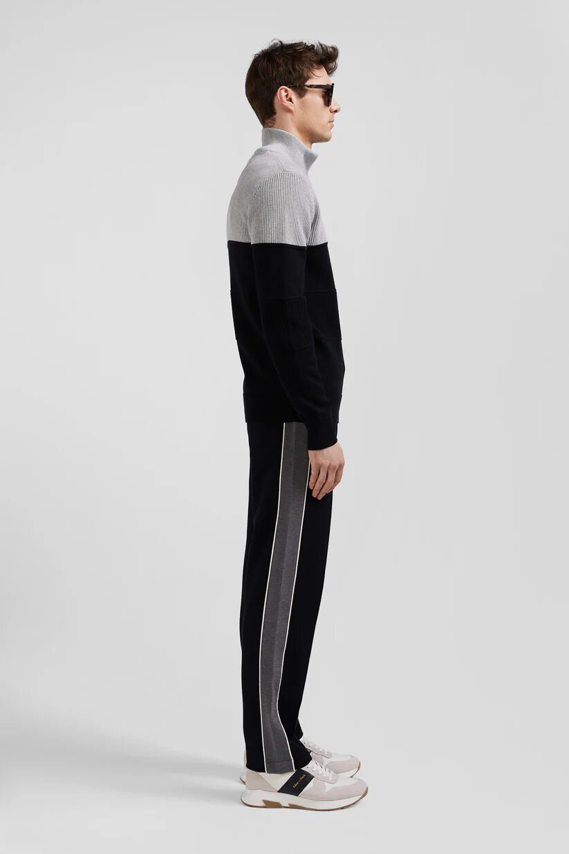 Eden Park Regular fit cotton crew neck sweater with mesh play
