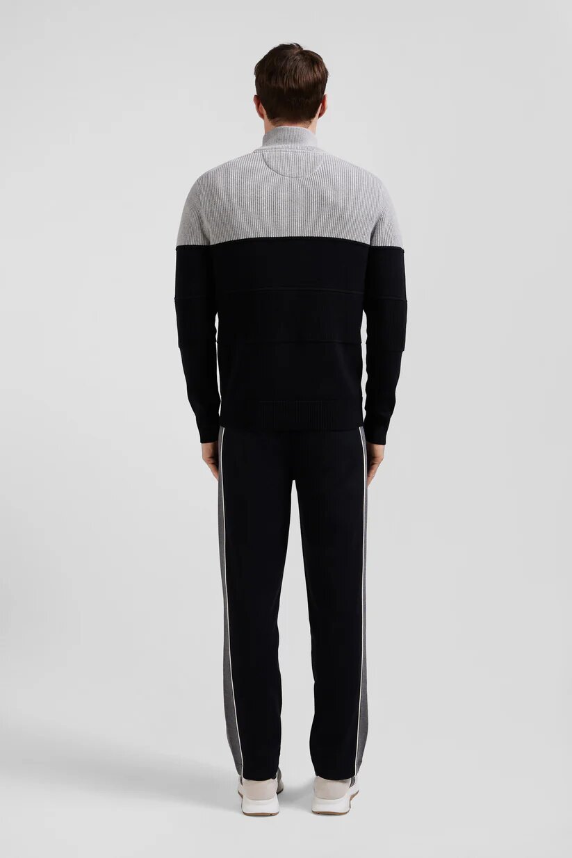 Eden Park Regular fit cotton crew neck sweater with mesh play