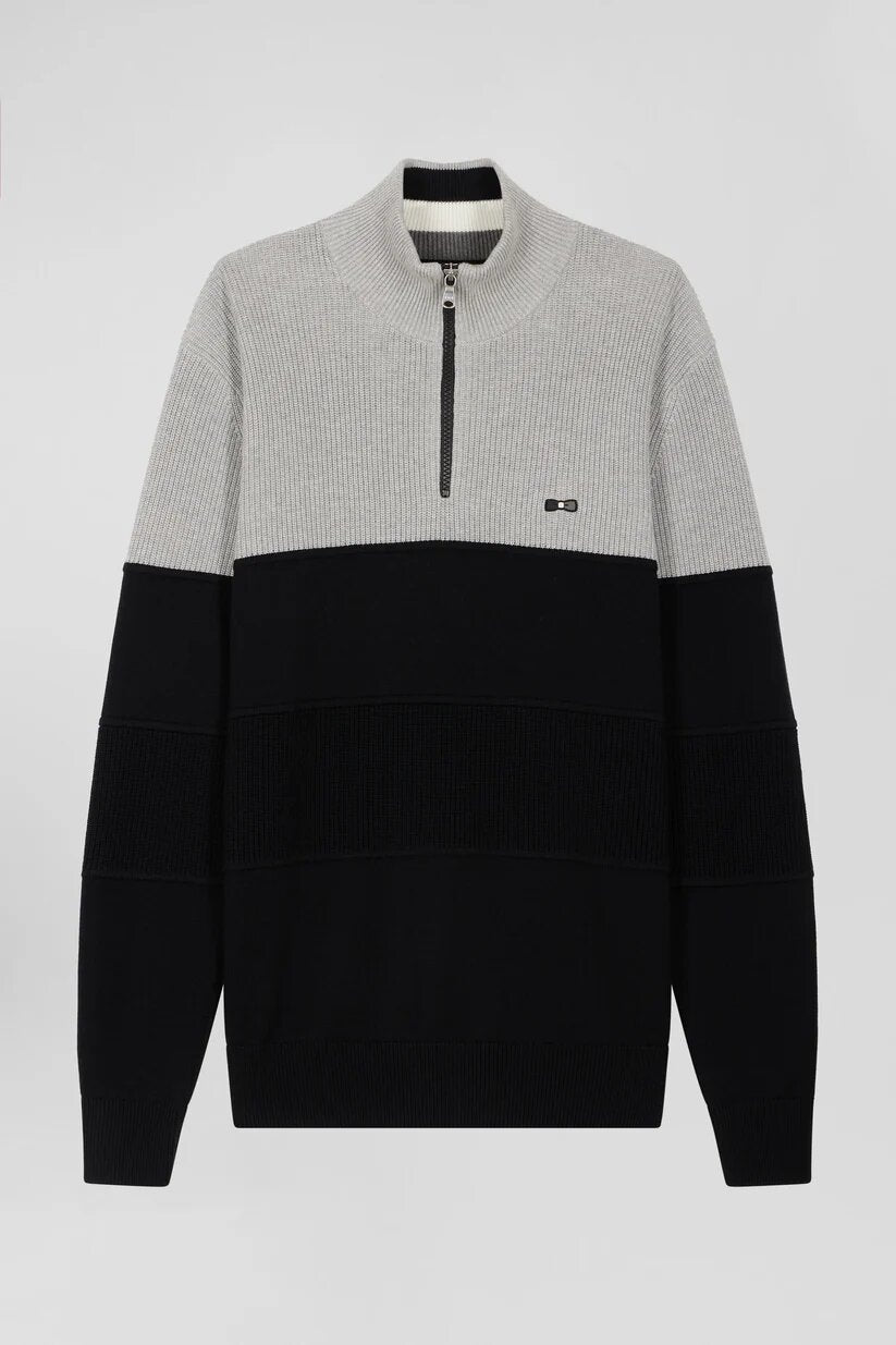 Eden Park Regular fit cotton crew neck sweater with mesh play
