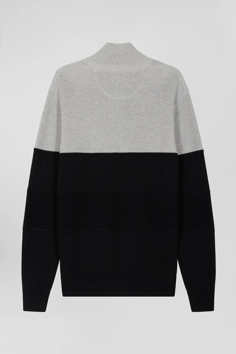 Eden Park Regular fit cotton crew neck sweater with mesh play
