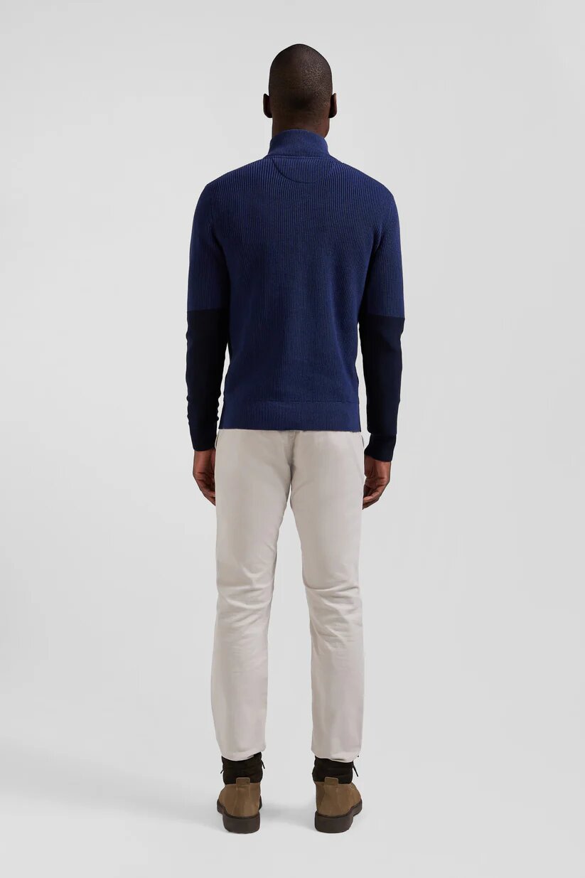 Eden Park Regular fit cotton crew neck sweater with mesh play
