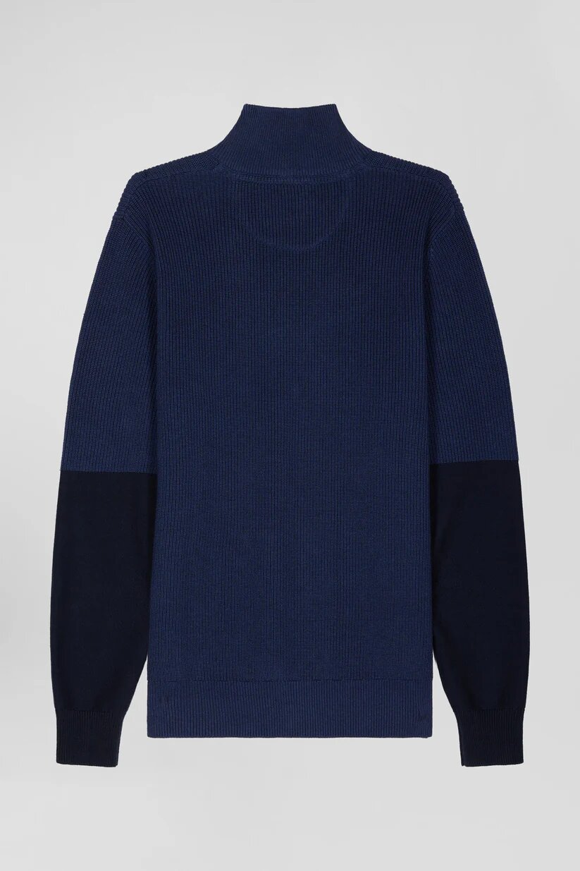 Eden Park Regular fit cotton crew neck sweater with mesh play