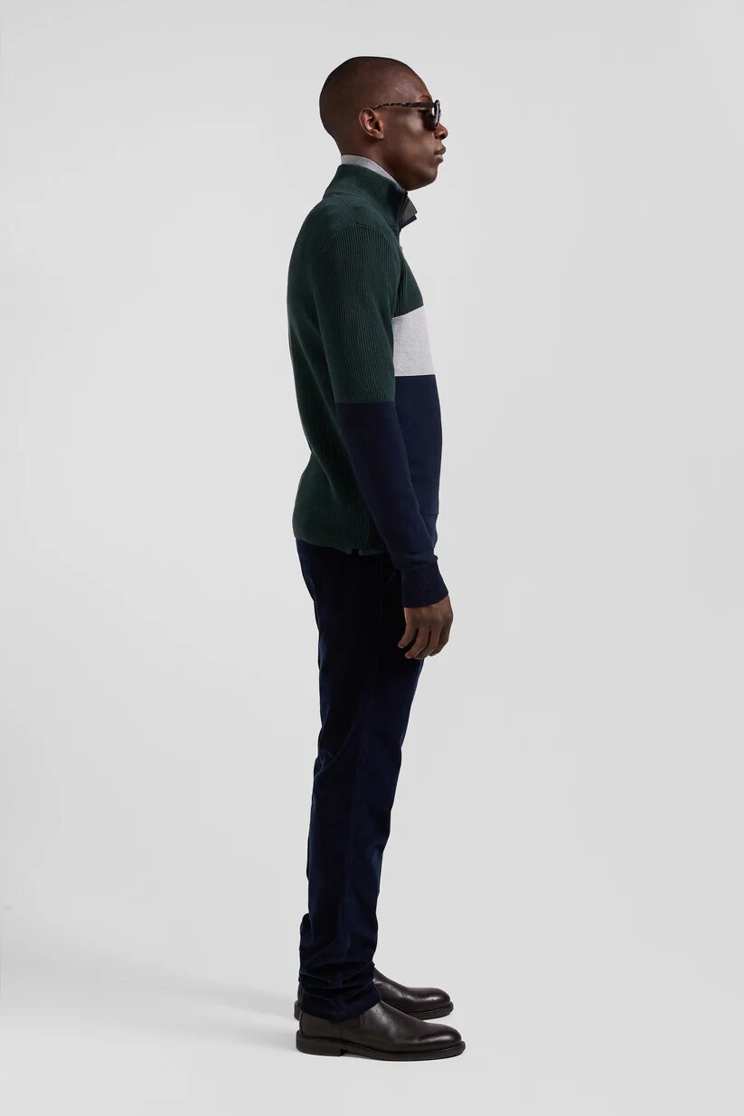 Eden Park Regular fit cotton crew neck sweater with mesh play