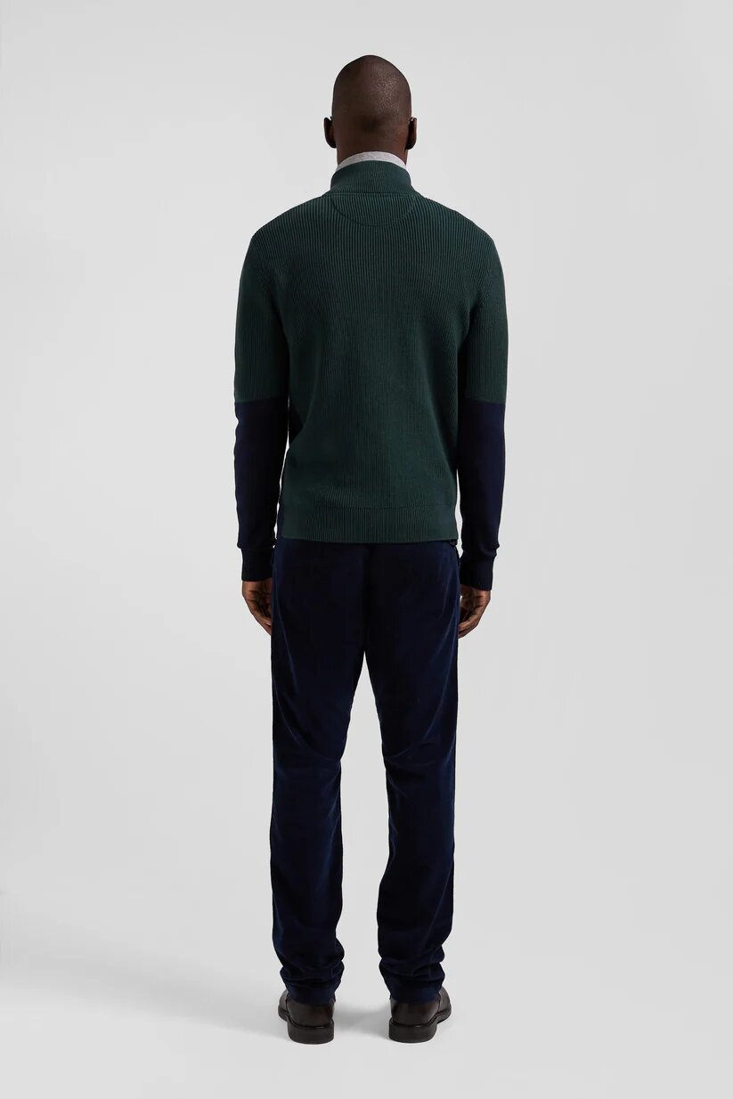 Eden Park Regular fit cotton crew neck sweater with mesh play