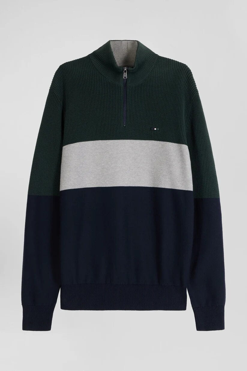 Eden Park Regular fit cotton crew neck sweater with mesh play